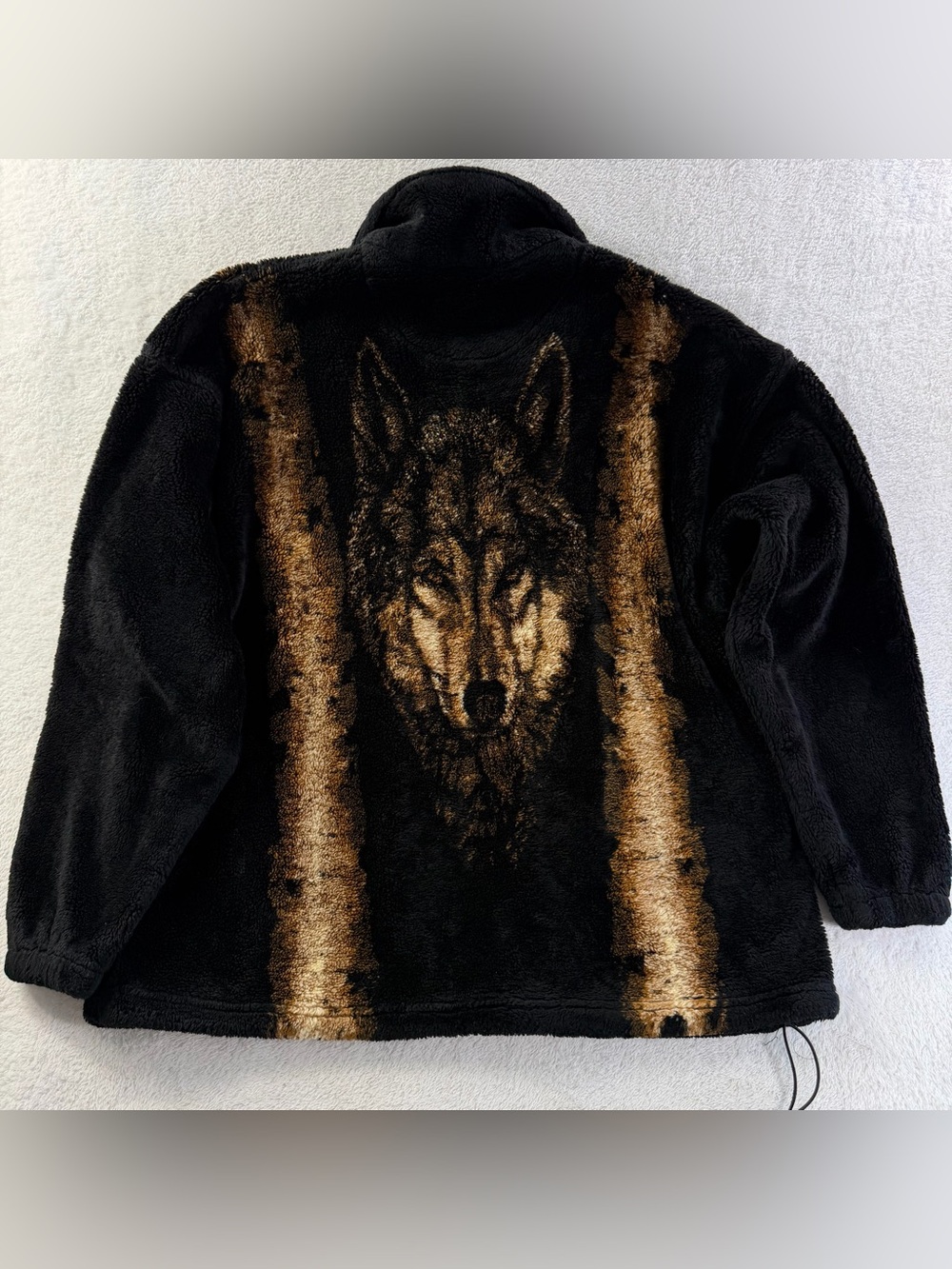 Vintage 90s Bear Ridge Wolf Fleece Jacket M Made USA Unisex